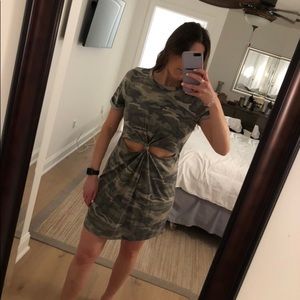 Camo t-shirt dress with tie front